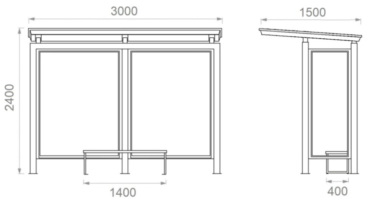 Pensilina fermata autobus Milano misure Applique