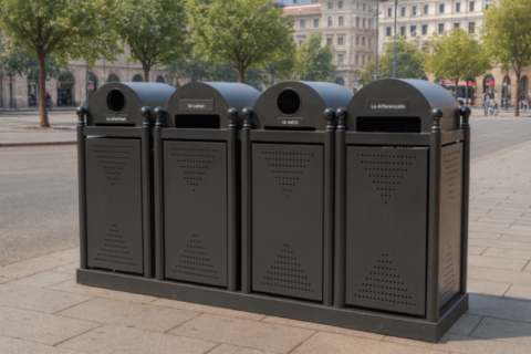 Cestini arredo urbano raccolta differenziata Trento