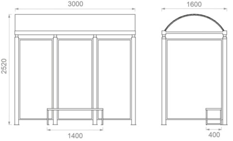 Pensilina fermata autobus Aprilia misure 