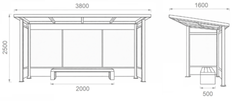 Dettagli Tecnici Pensilina attesa autobus modello Corte